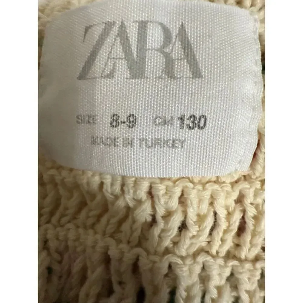 Zara Girls Chevron Sleeveless Square Neck Crochet Sundress Multicolor Size 8-9